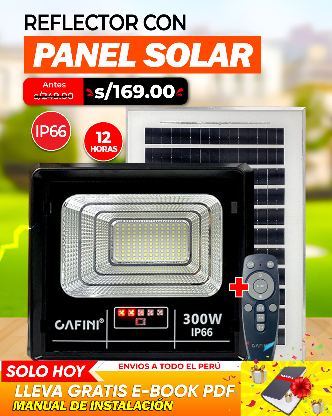 REFLECTOR SOLAR 300W l CAFINI 🌞