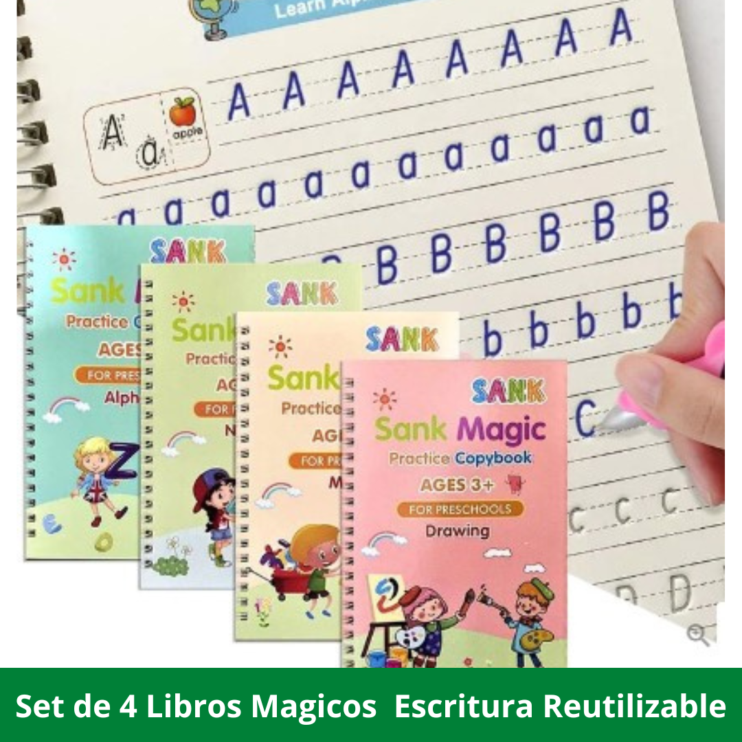 Magic Copybook™ - Set de 4 Libros Mágicos de Escritura Reutilizable