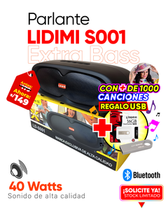 PARLANTE SUPERBASS LIDIMI + 1 USB mil canciones