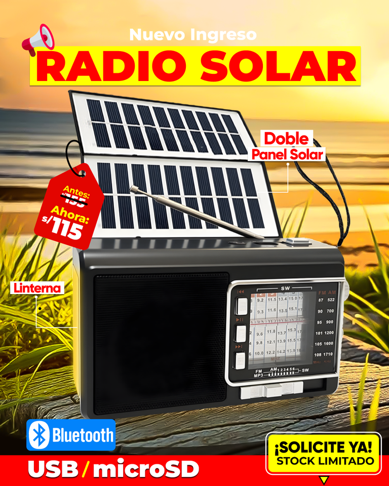 Radio Solar con Linterna 📻☀️