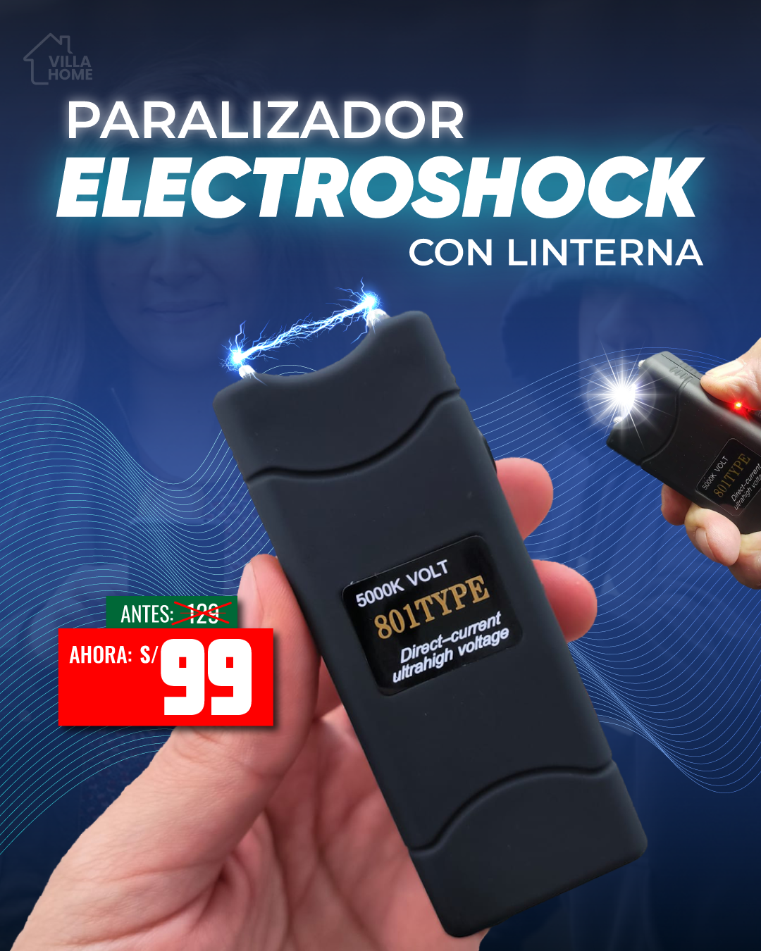 PARALIZADOR ELECTROSHOCK CON LINTERNA ⚡🚨⚠️