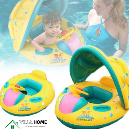 Flotador para bebé con asiento, respaldo y techo de sol
